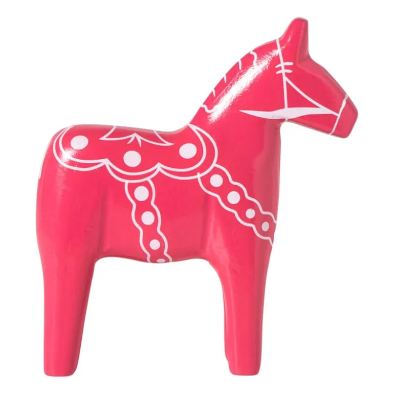 Kerstbeeldje paard - roze - 18x16x4.5 cm