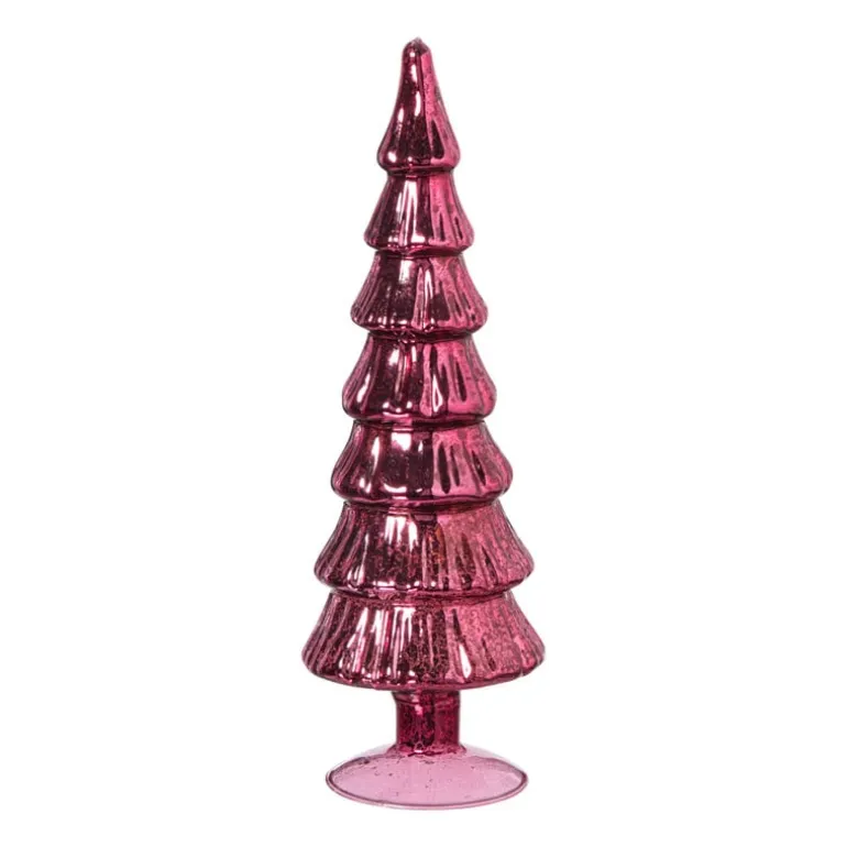 Kerstboom beeldje groot - rood - ø8x30 cm