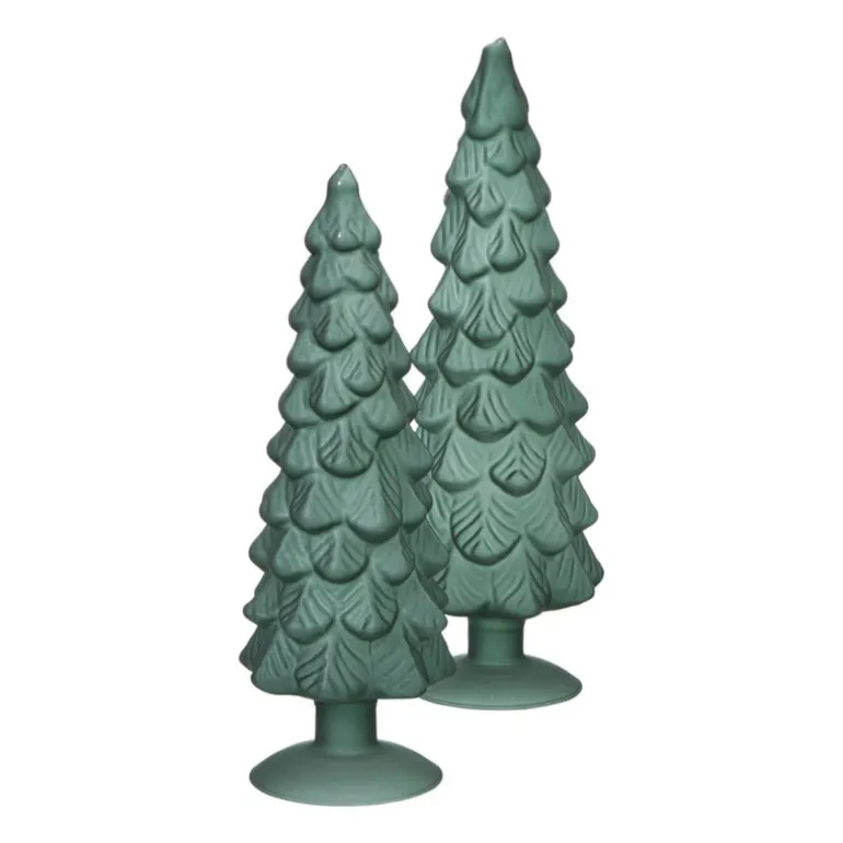 Kerstboom beeldje groot - groen - ø8x30 cm