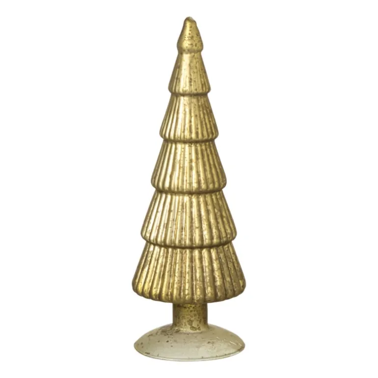Kerstboom beeldje klein - olijfgroen - ø8x24.5 cm