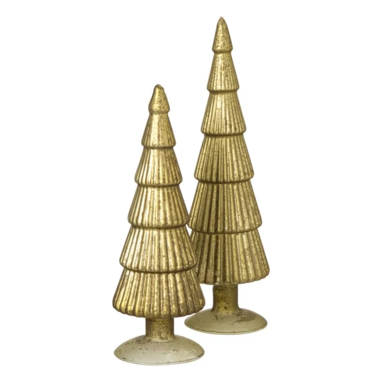 Kerstboom beeldje klein - olijfgroen - ø8x24.5 cm