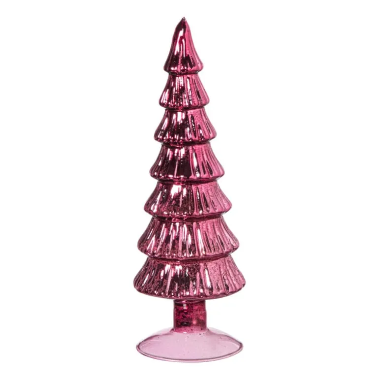 Kerstboom beeldje klein - rood - ø8x24.5 cm