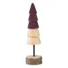 Kerstboom hout - bruin/bordeauxrood - ø5x19 cm