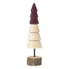Kerstboom hout - bruin/bordeauxrood - ø6x24 cm