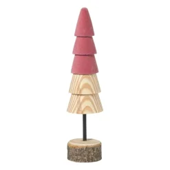 Kerstboom hout - bruin/roze - ø5x19 cm
