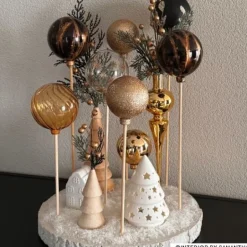 Kerstboom hout - naturel - ø4.9x10 cm