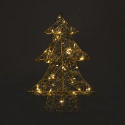 Kerstboom met LED lampjes - goudkleurig - 40 cm