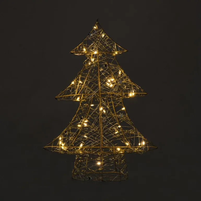 Kerstboom met LED lampjes - goudkleurig - 40 cm