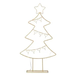 Kerstboom standaard met LED licht - goud - 68 cm