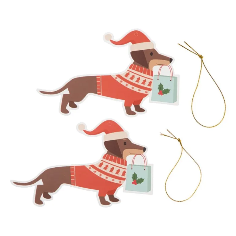 Kerstcadeau tags - teckel - set van 4