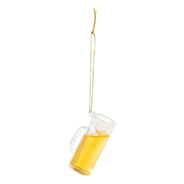 Kersthanger bierpul - geel - 7.5x5.5x4 cm