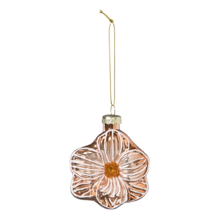 Kersthanger bloem - lichtbruin - 10.5x9.5x4 cm