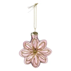 Kersthanger bloem - paars - 8.5x8x3.4 cm