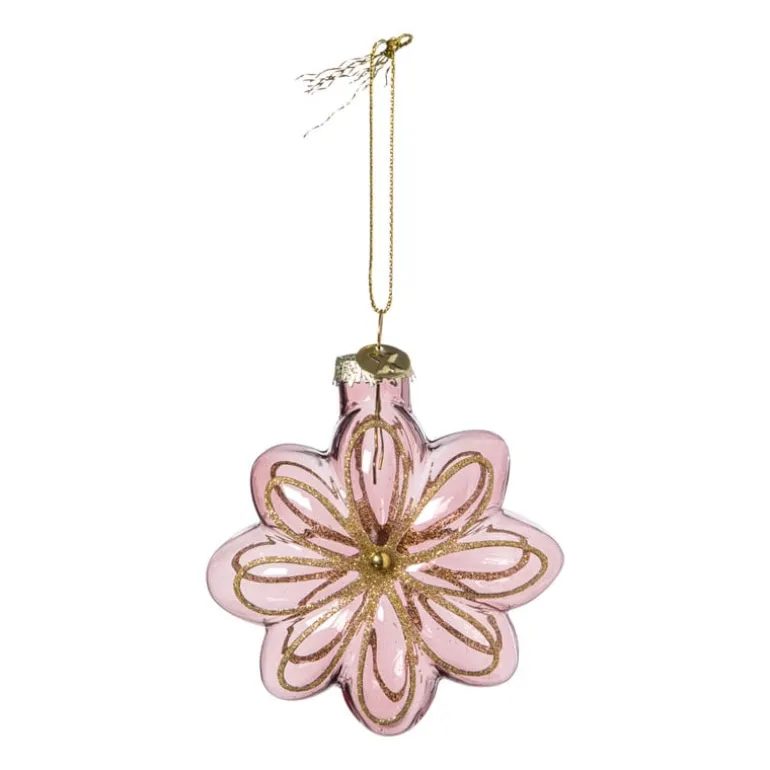 Kersthanger bloem - paars - 8.5x8x3.4 cm
