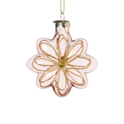 Kersthanger bloem - roze - 8.5x8x3.4 cm