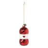 Kersthanger bolletje wol - rood - ø4x8.9 cm