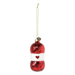 Kersthanger bolletje wol - rood - ø4x8.9 cm