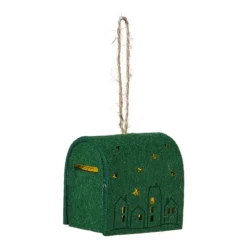 Kersthanger brievenbus - groen - 6.5x6x4.5 cm
