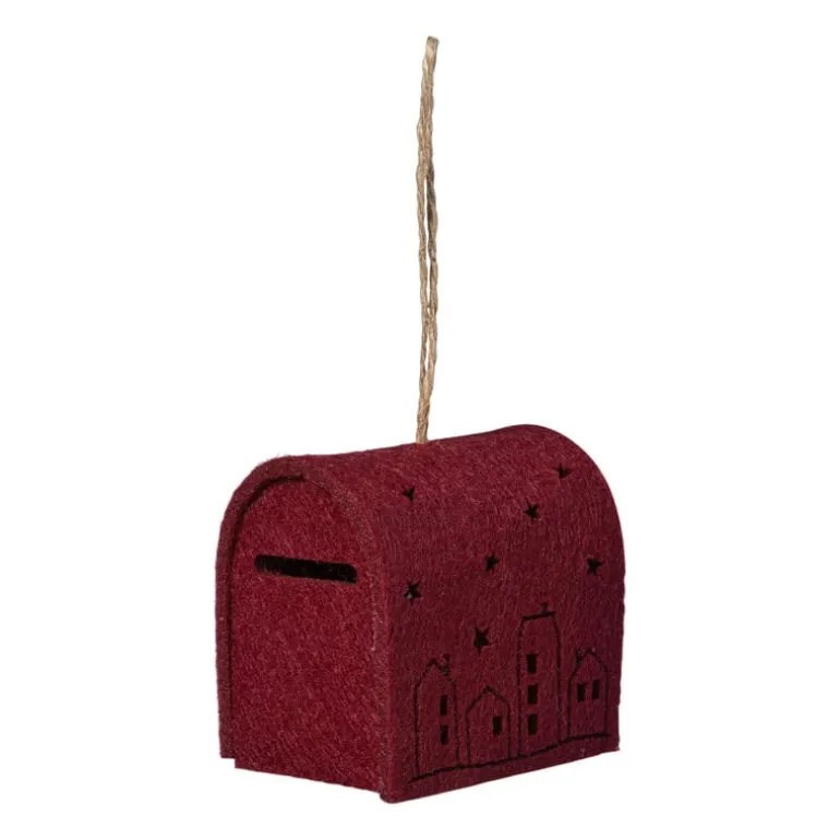 Kersthanger brievenbus - roze - 6.5x6x4.5 cm