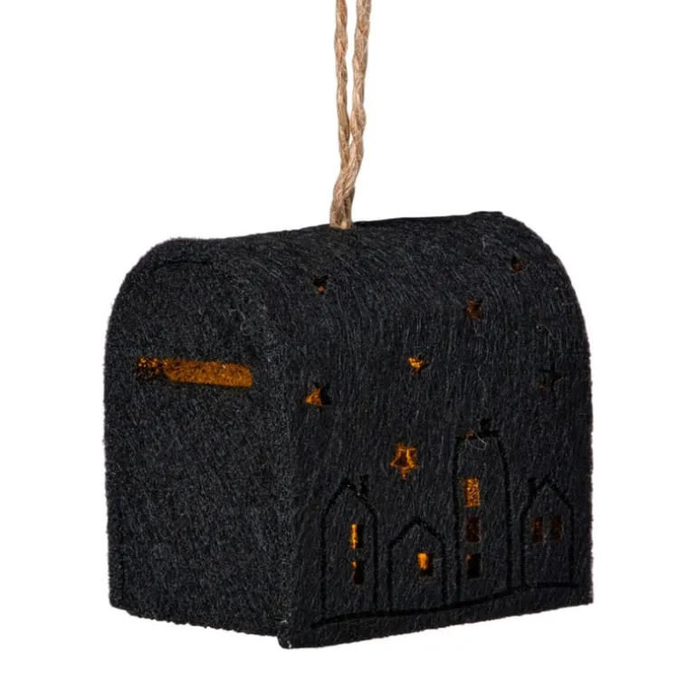 Kersthanger brievenbus - zwart - 6.5x6x4.5 cm