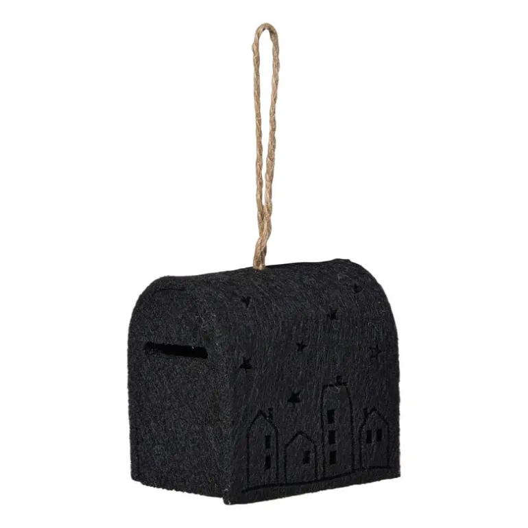 Kersthanger brievenbus - zwart - 6.5x6x4.5 cm