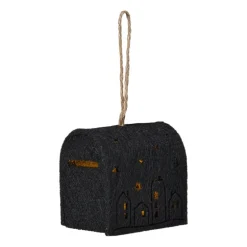Kersthanger brievenbus - zwart - 6.5x6x4.5 cm