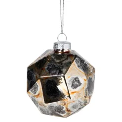 Kersthanger diamant - zwart/goudkleurig - ø8 cm