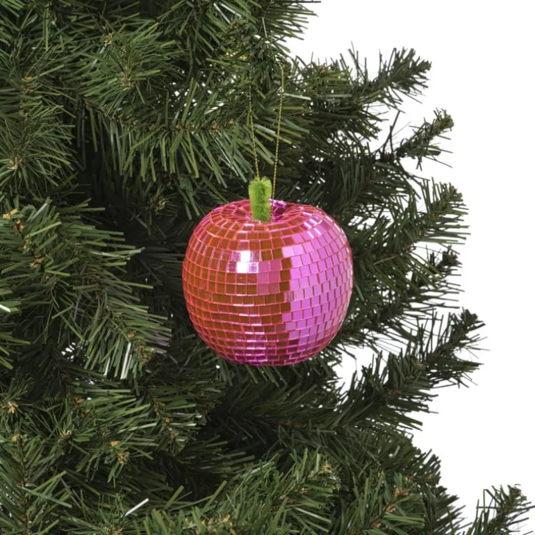 Kersthanger disco appel - paars - 9.5x7.8x7.8 cm