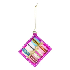 Kersthanger doosje macarons - multikleur - 3.6x11.5x7.8 cm