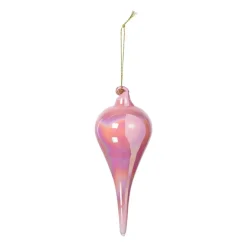 Kersthanger druppel - roze - ø6x15 cm