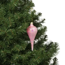 Kersthanger druppel - roze - ø6x15 cm