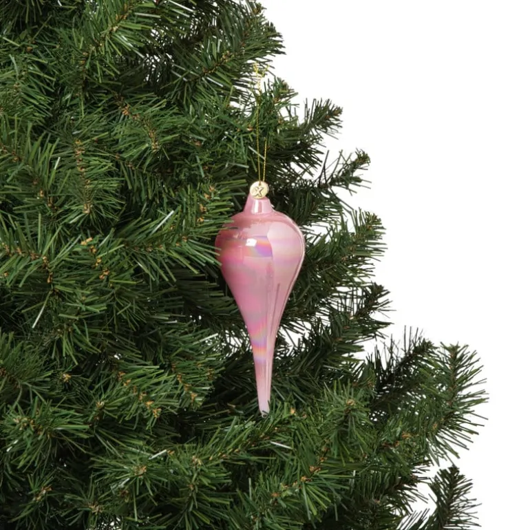 Kersthanger druppel - roze - ø6x15 cm