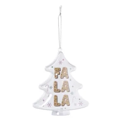 Kersthanger fa la la - transparant - 10.5x10.5x3.5 cm