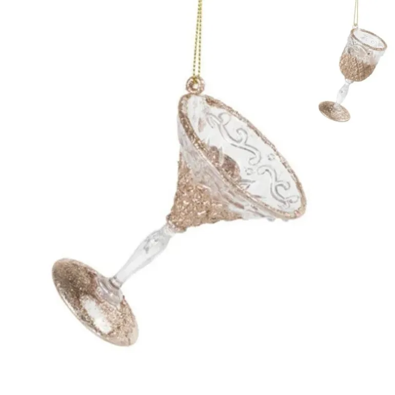 Kersthanger glas champagne - diverse varianten - 9 cm