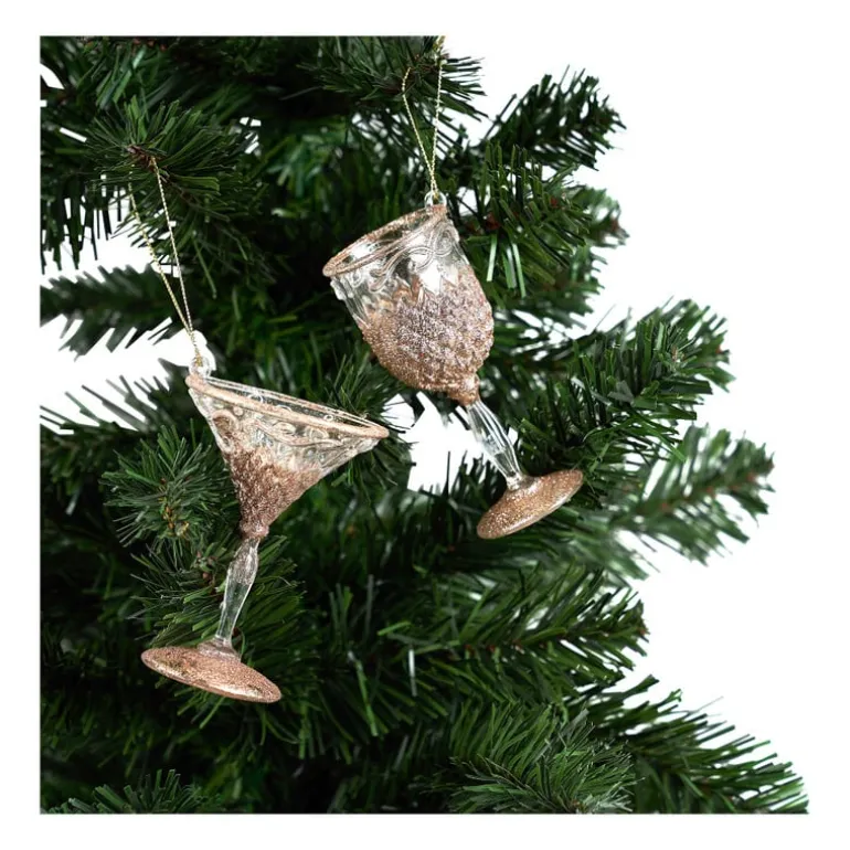 Kersthanger glas champagne - diverse varianten - 9 cm