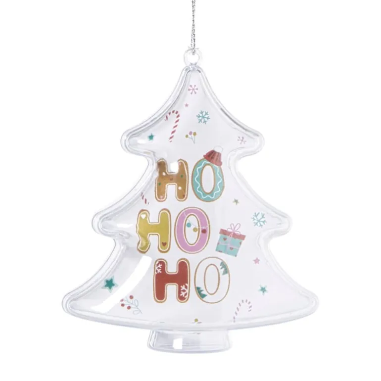 Kersthanger ho ho ho - transparant - 10x8.8x7 cm
