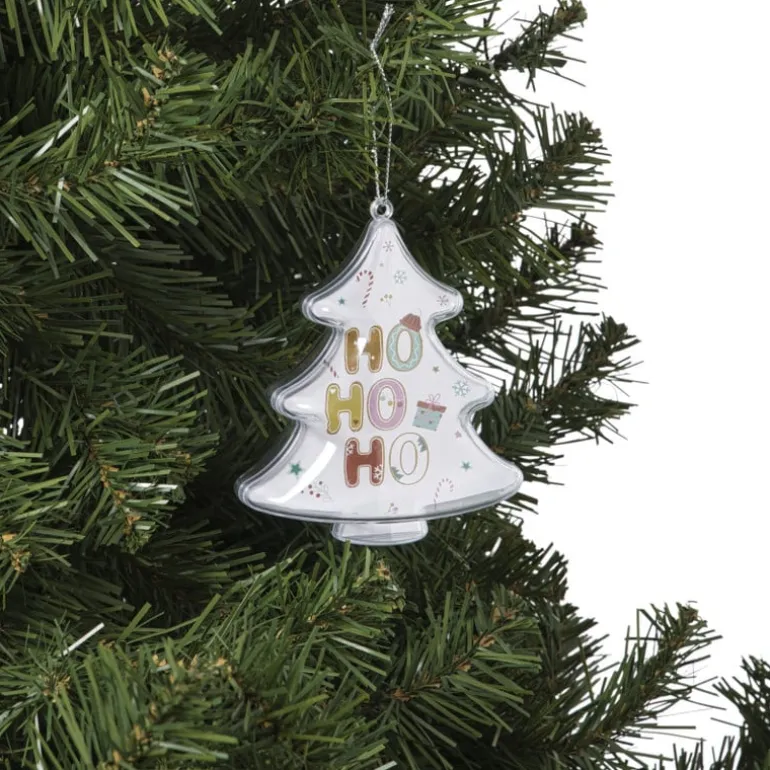 Kersthanger ho ho ho - transparant - 10x8.8x7 cm