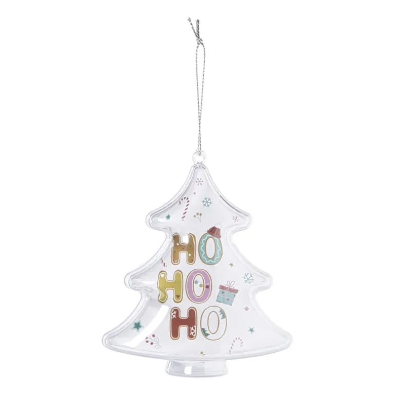 Kersthanger ho ho ho - transparant - 10x8.8x7 cm