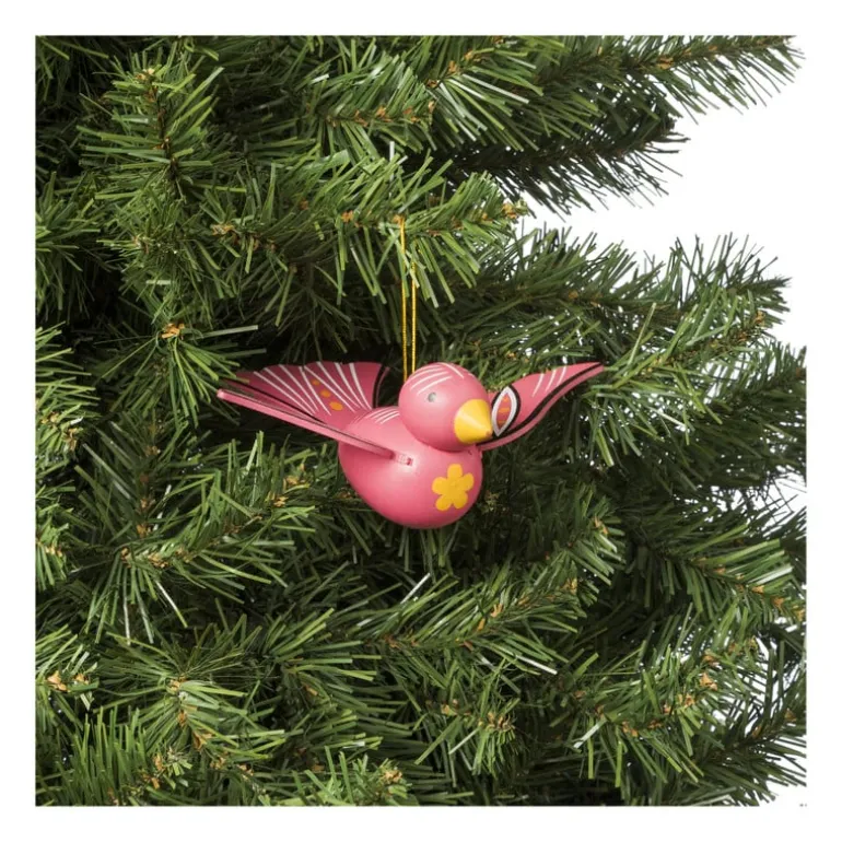 Kersthanger houten vogel - diverse varianten - 6x16x12 cm