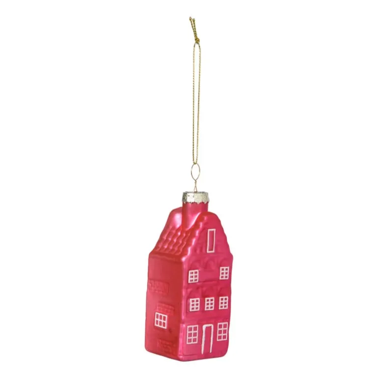 Kersthanger huisjes - multikleur - diverse varianten - 9.5x3.5x3.5 cm