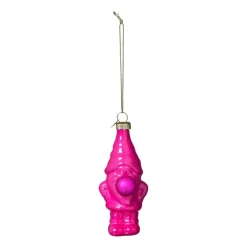 Kersthanger kabouter - roze - 10.5x5.3x4.7 cm