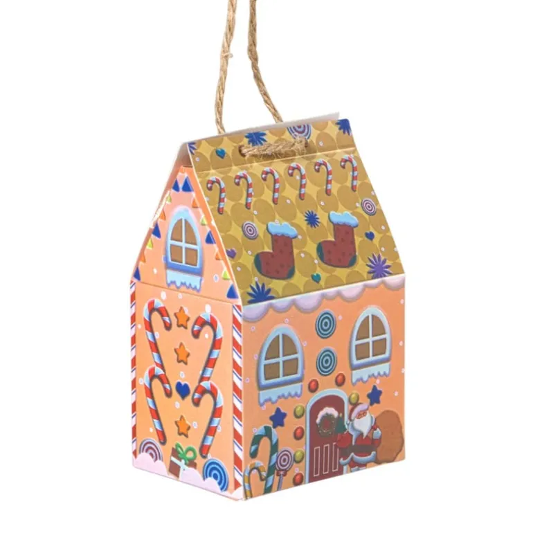 Kersthanger papieren huisjes - set van 3