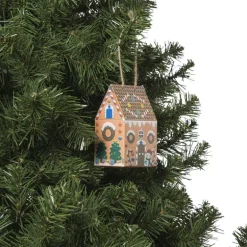 Kersthanger papieren huisjes - set van 3