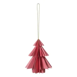 Kersthanger papieren kerstboom - roze - ø8x10 cm