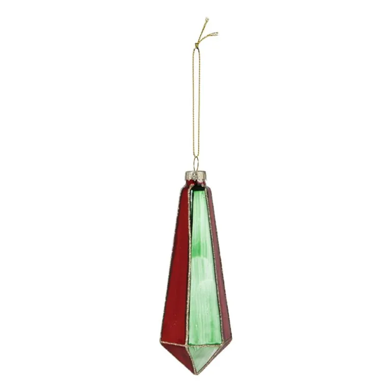 Kersthanger pegel velvet - rood/groen - 4.3x13.7 cm