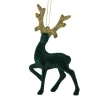 Kersthanger rendier staand - goudkleurig/zwart - 10x16 cm