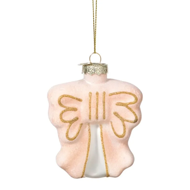 Kersthanger strik - roze - 8.5x8x3 cm