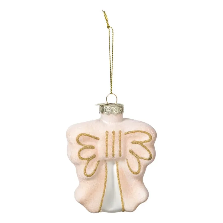 Kersthanger strik - roze - 8.5x8x3 cm