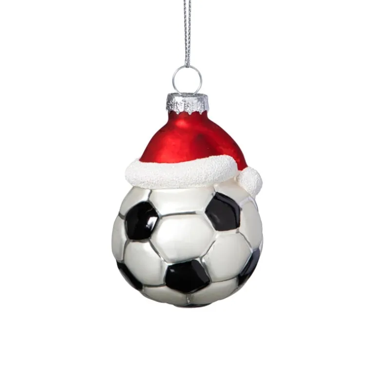Kersthanger voetbal - zwart/wit- ø6.3x7.8 cm