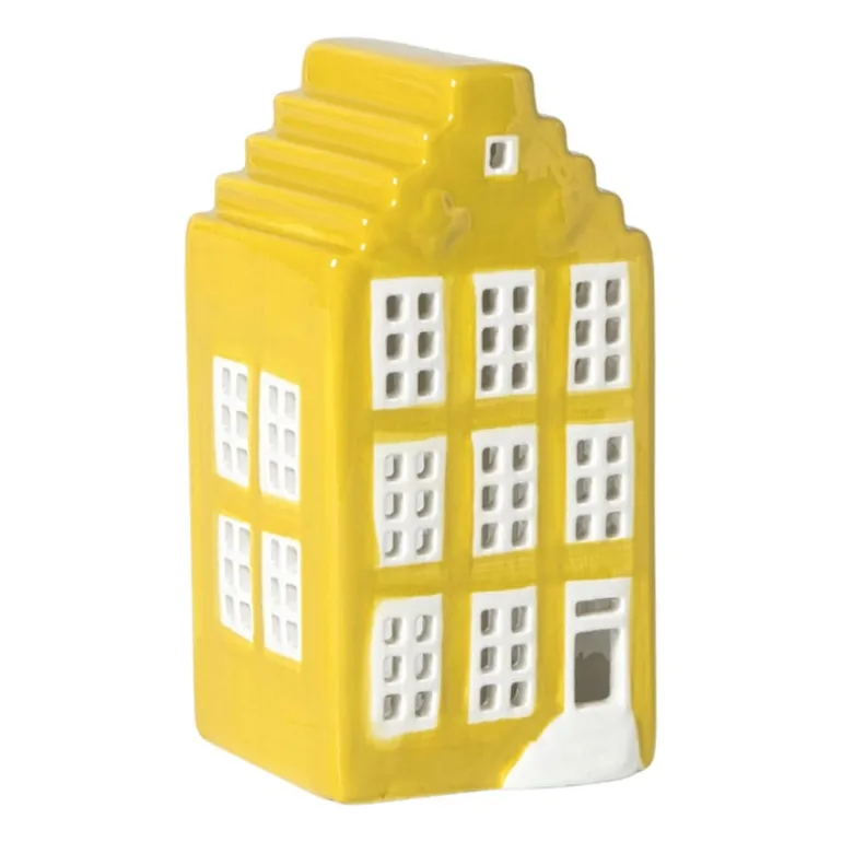 Kersthuisje - geel - 11x5.5x5.5 cm